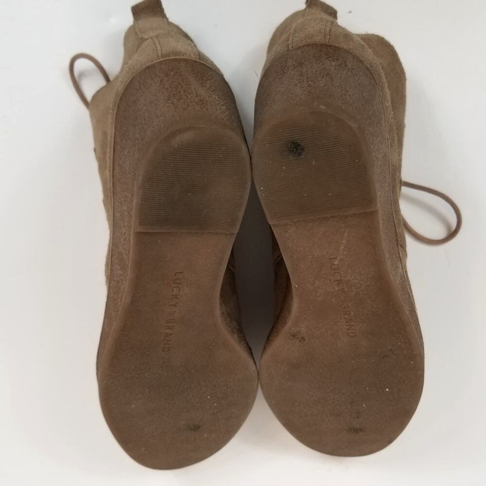 Lucky Brand Jaemma Women's Tan Suede Wedge Heel Ankle Boots Size 8.5 - Picture 5 of 8